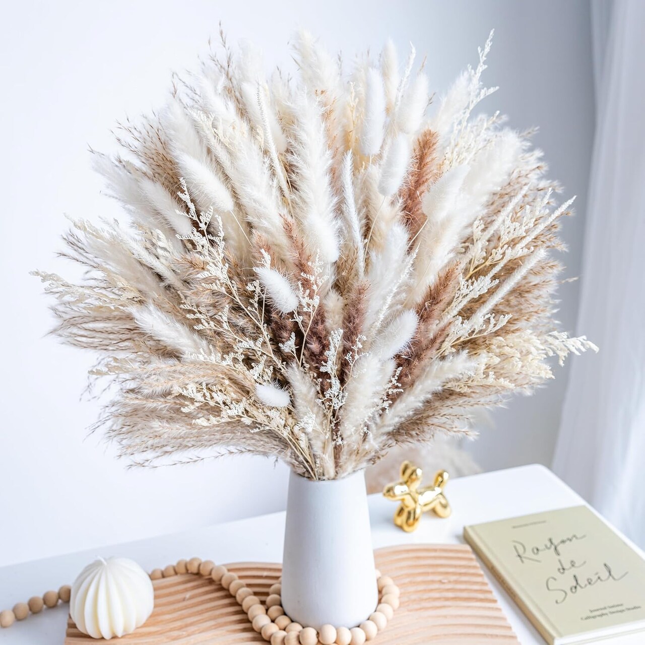 Natural Dried Pampas Grass Boho Home Decor Bouquet Phragmites Dried Flowers Bouquet for Wedding Floral Arrangements Home Decorations